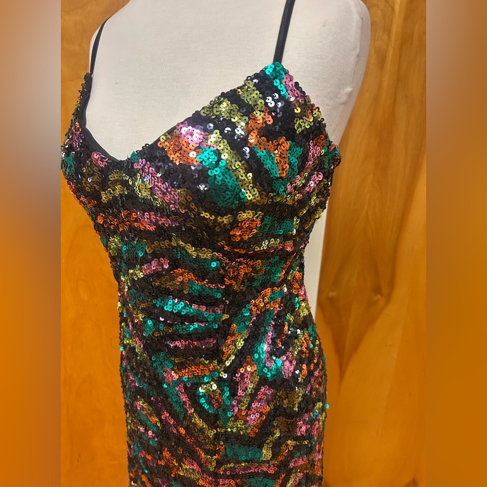 French Connection Multi Colored Sequin Mini Dress… - image 3